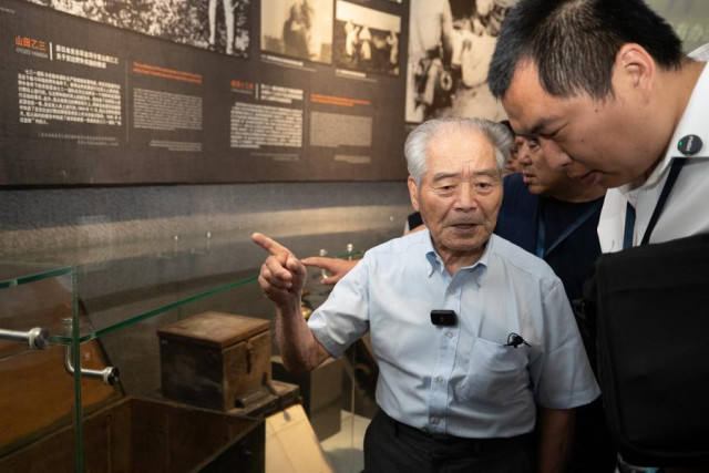 Hideo Shimizu visits the Exhibition Hall of Evidences of Crime Committed by Unit 731 of the Japanese Imperial Army in Harbin, northeast China's Heilongjiang Province, Aug. 13, 2024